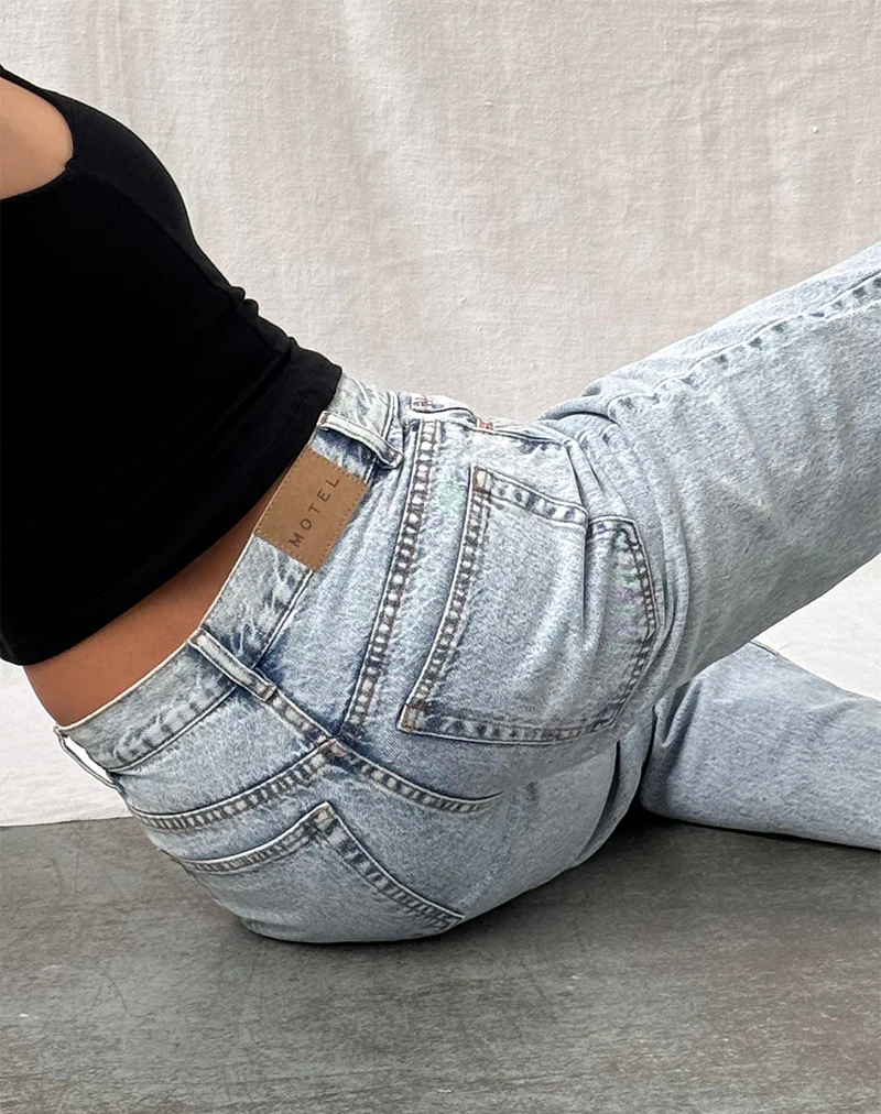 Mid Rise Slim Parallel Jeans in 80's Light Wash - Image 3