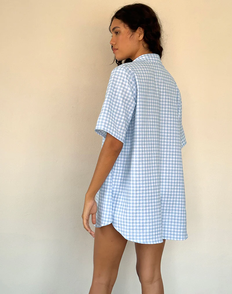 Smith Oversized Shirt in Blue Gingham - Image 3