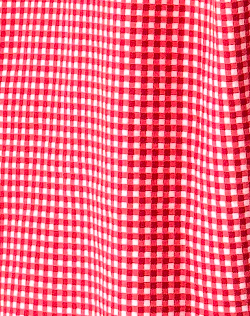 Smith Oversized Shirt in Red Gingham - Image 5