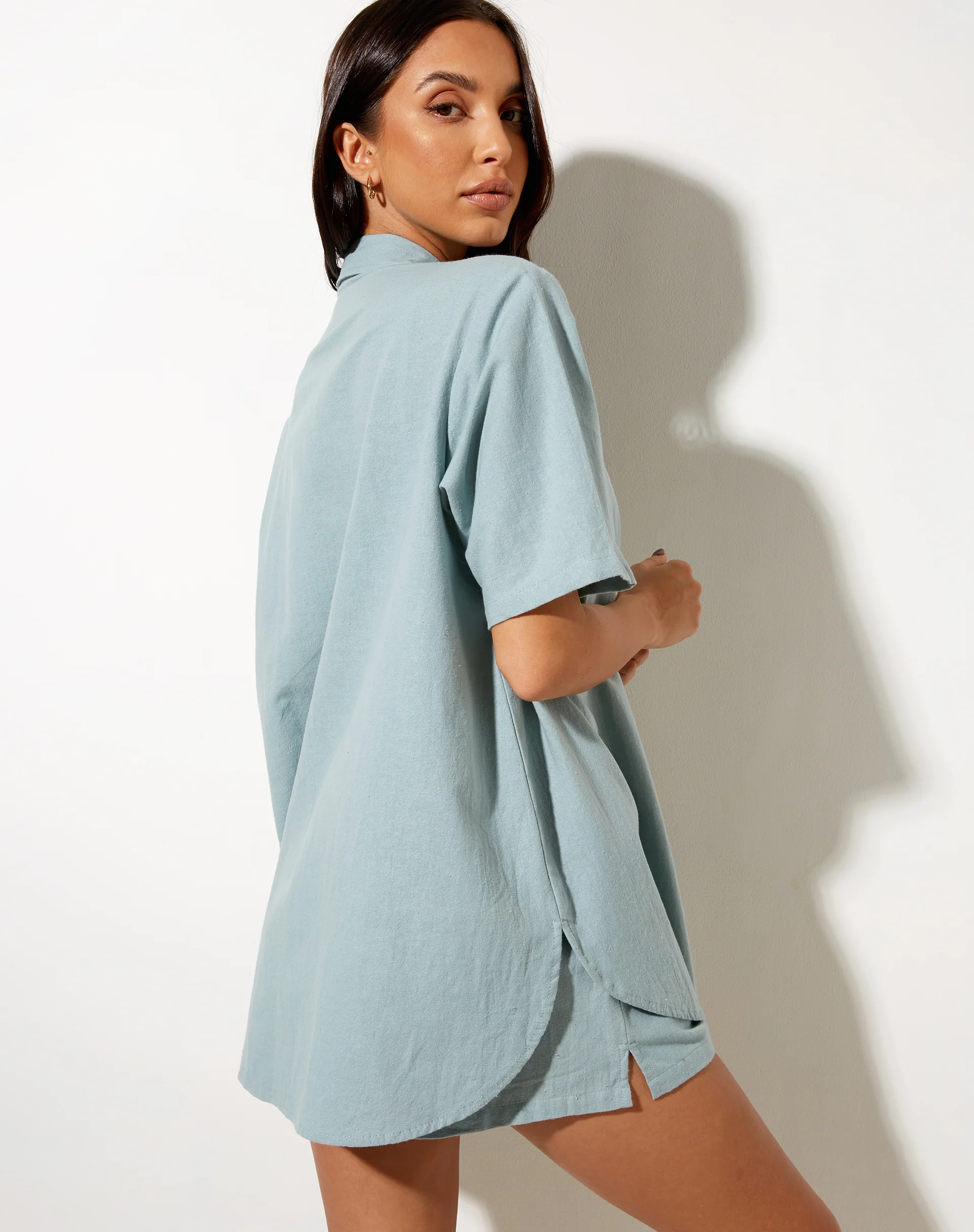 Smith Short Sleeve Shirt in Rami Blue Surf - Image 2