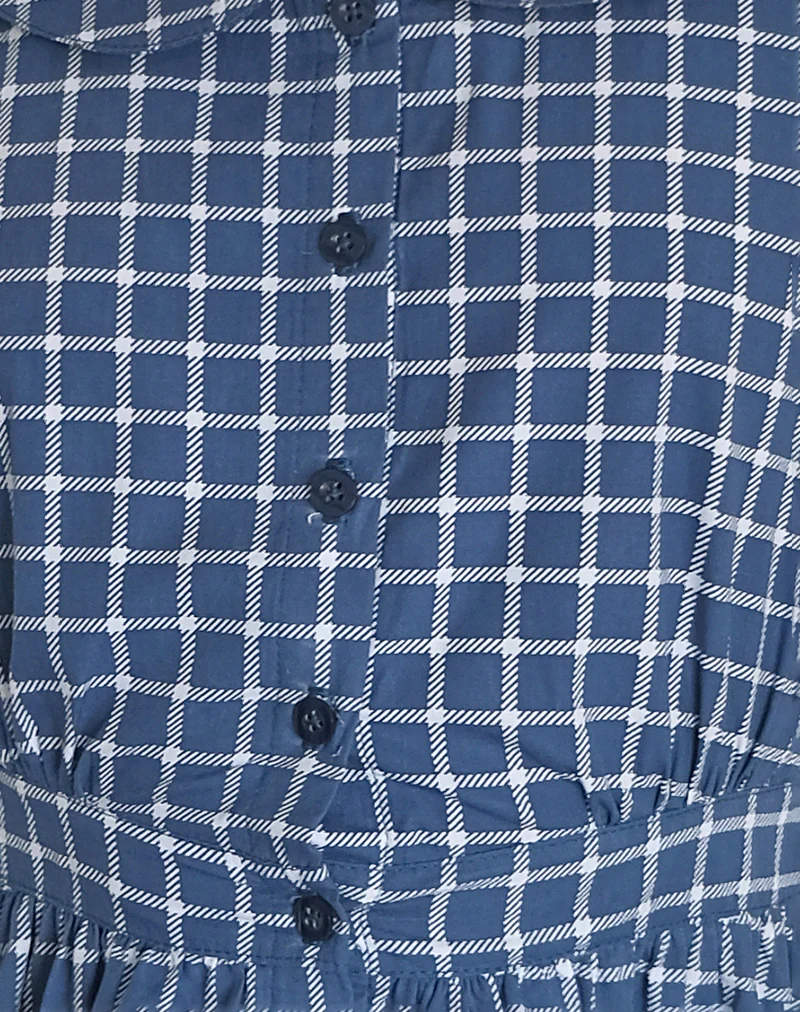 Sokasi Mini Dress in Navy Tartan - Image 6