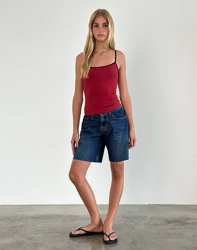 Solani Top in Adrenaline Red with Black Binding - Image 2