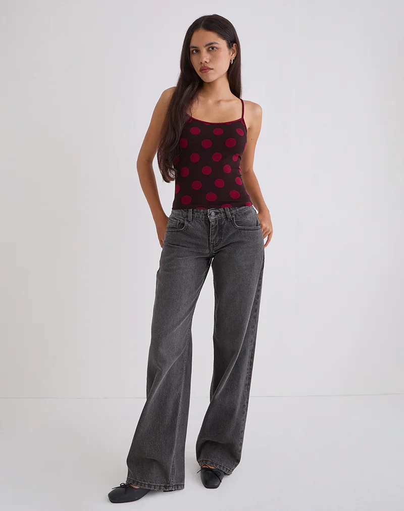 Solani Top in Brown with Big Polka Red - Image 2