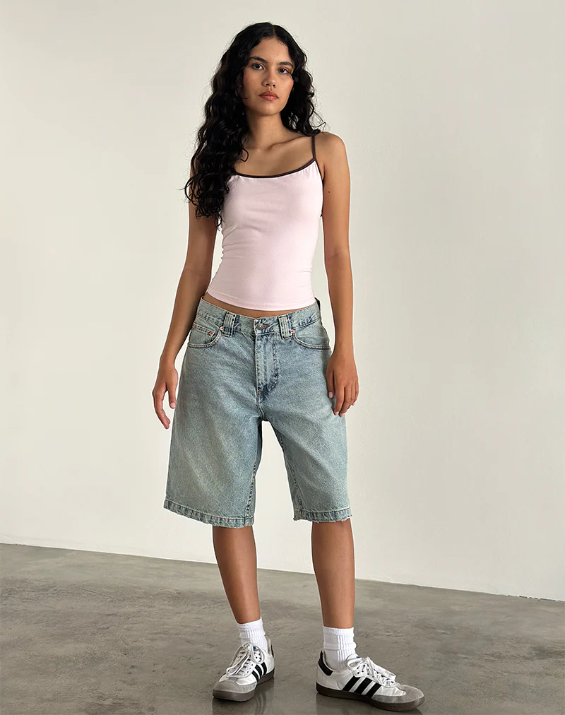 Solani Top in Light Pink with Deep Mahogany Binding - Image 2