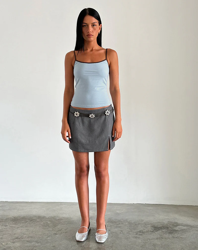 Solani Top in Nantucket Blue with Deep Mahogany Binding - Image 2
