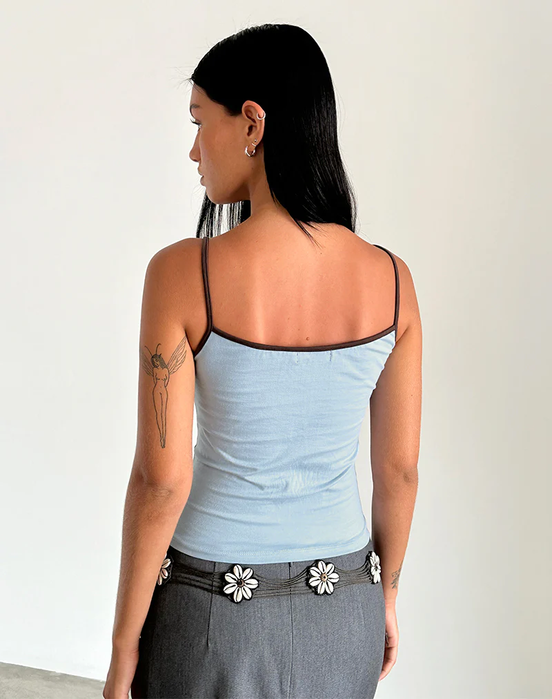 Solani Top in Nantucket Blue with Deep Mahogany Binding - Image 4