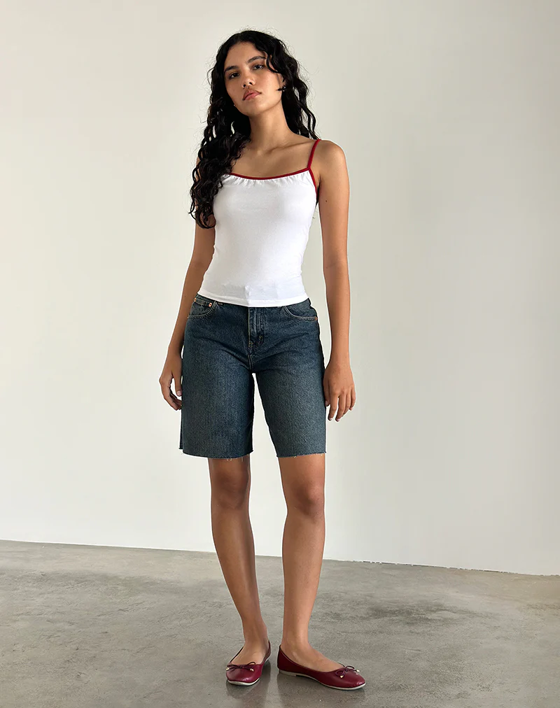 Solani Top in White with Adrenaline Red Binding - Image 2