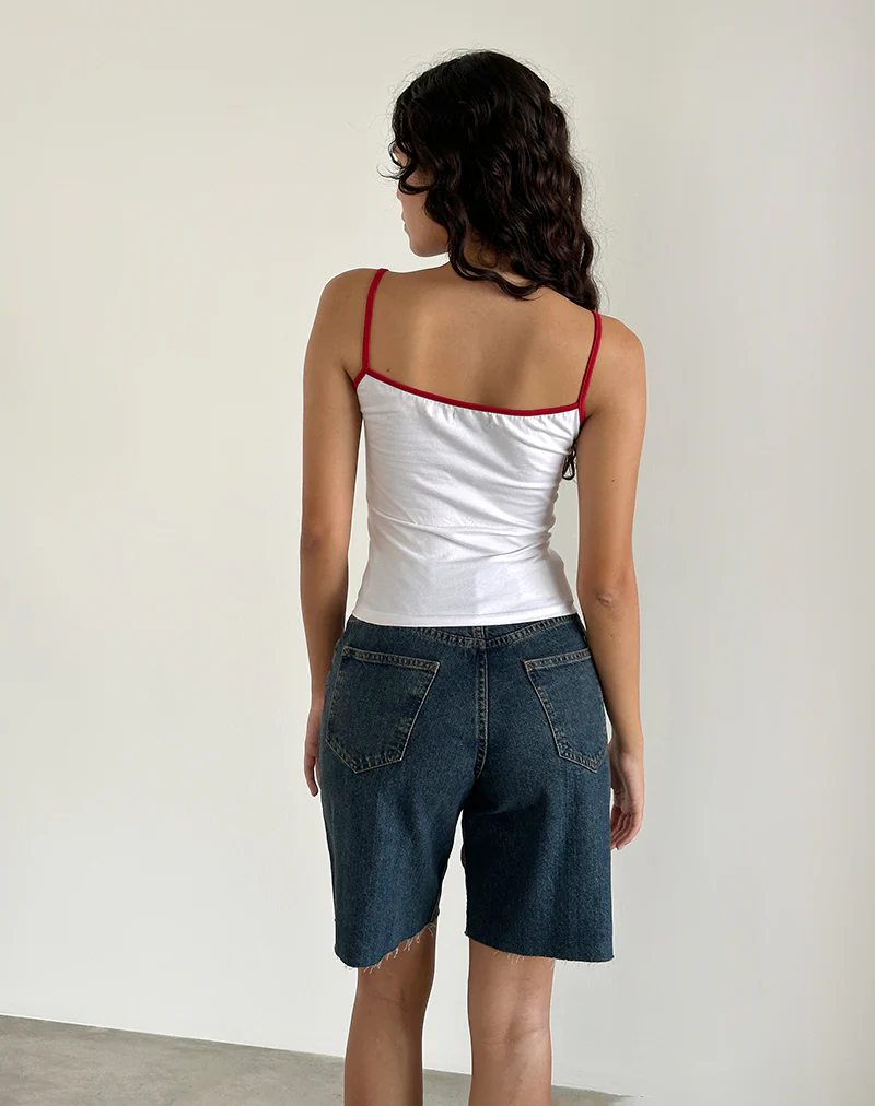 Solani Top in White with Adrenaline Red Binding - Image 3
