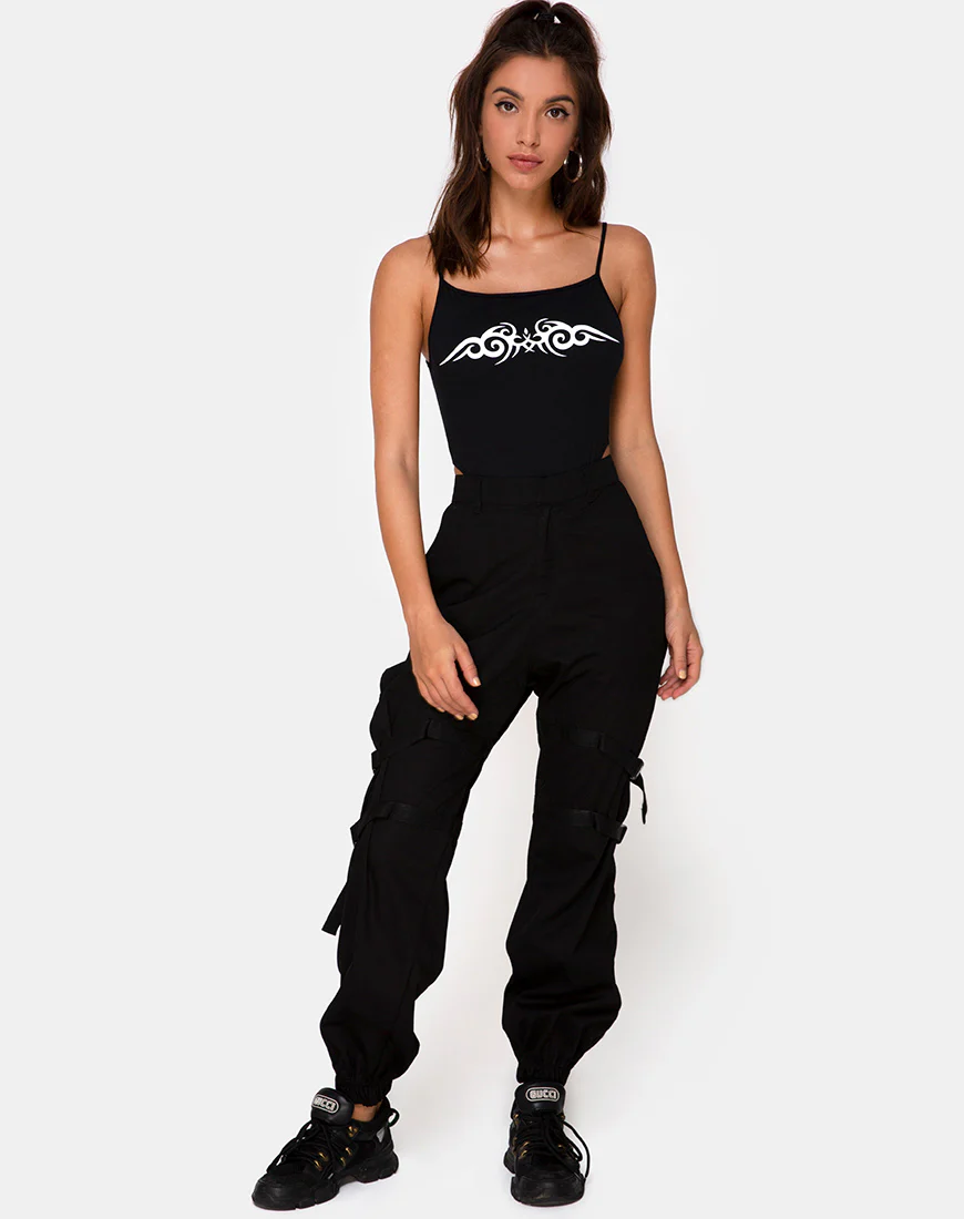 Solemo Bodice in Black with White Tribal - Image 3