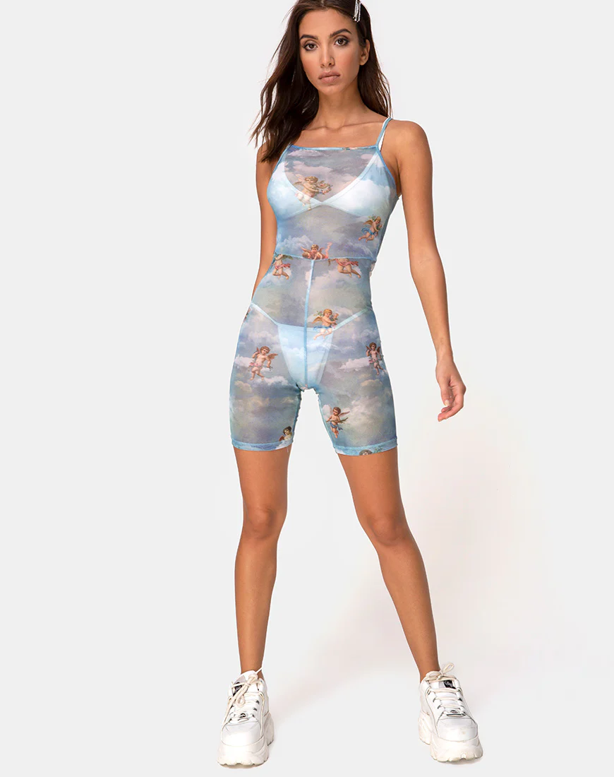 Solina Unitard in Mesh Angel Sky Blue - Image 3