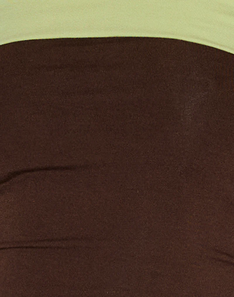 Solna Bandeau Top in Chocolate Brown with Pistachio Binding - Image 7