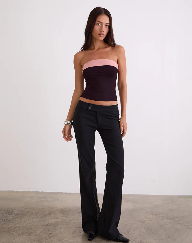 Solna Bandeau Top in Redwood with Pink Lady Binding - Image 3