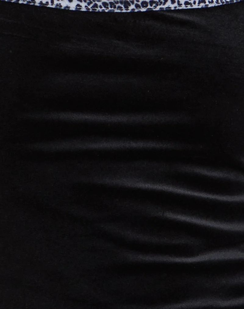 Solyn Halterneck Top in Black with Leopard Binding - Image 6
