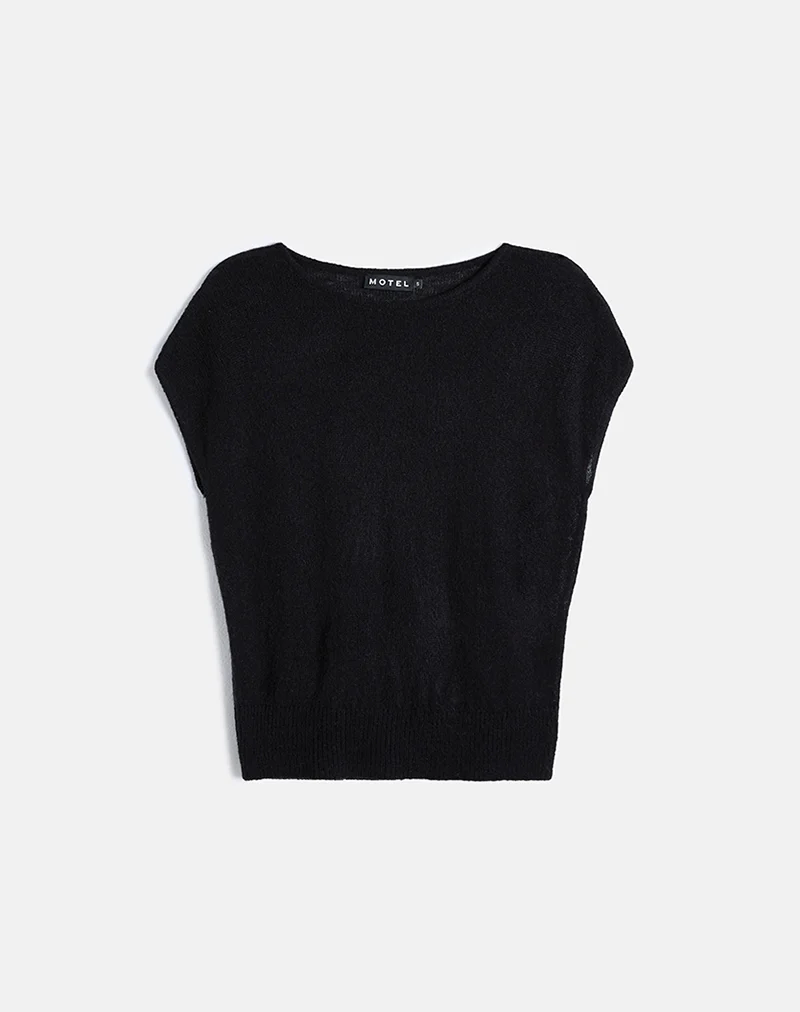 Sorin Deep Waistband Top in Knit Black - Image 6