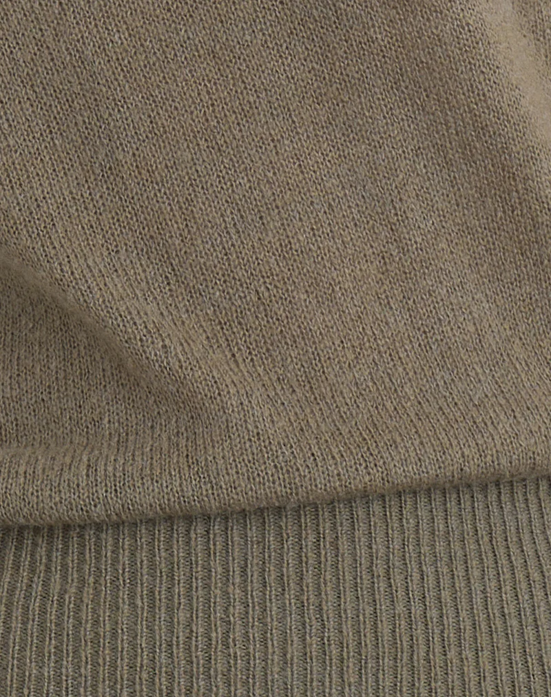 Sorin Deep Waistband Top in Knit Khaki - Image 6