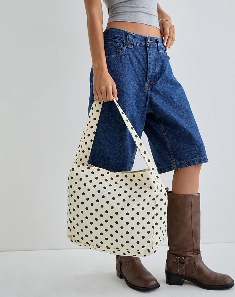 Sota Polka Twill Bag in White and Black - Image 4
