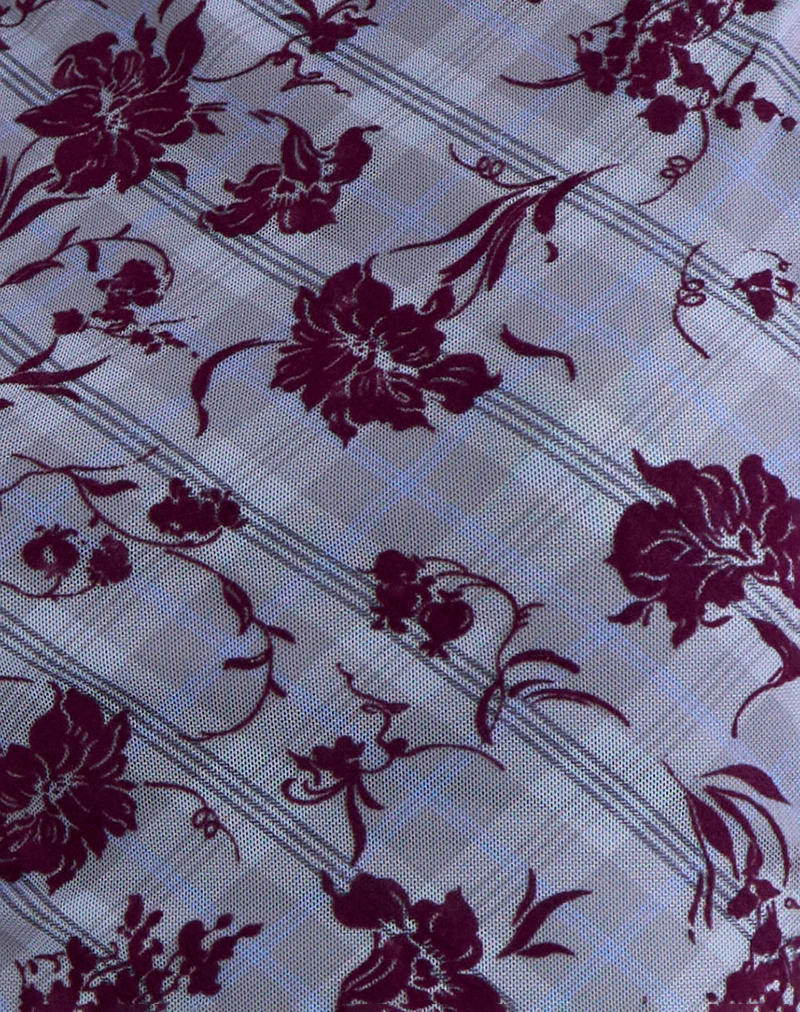 Soyan Asymmetrical Top in Lotus Flock Check Lavender - Image 6