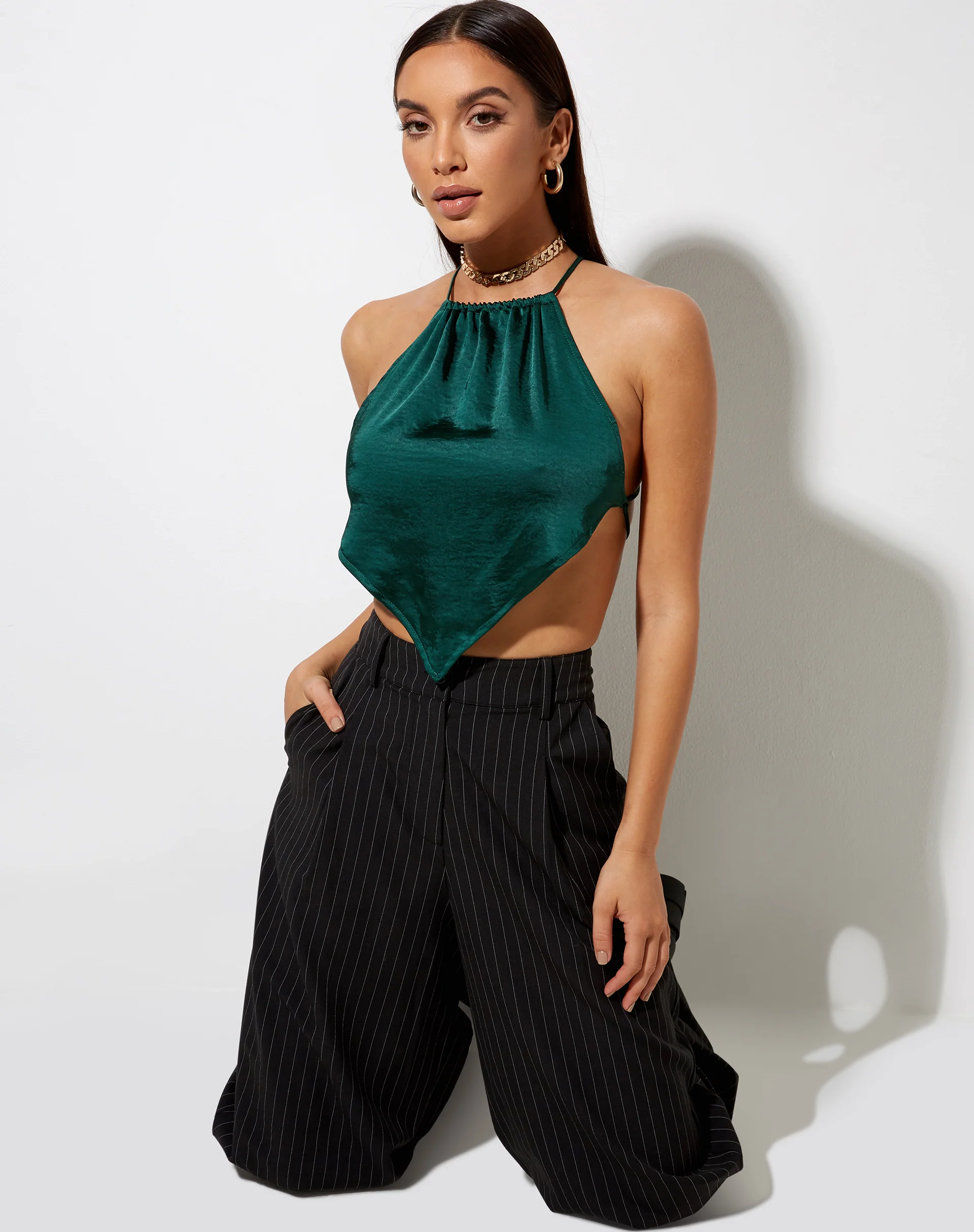 Spence Top in Satin Forest Green - Image 3