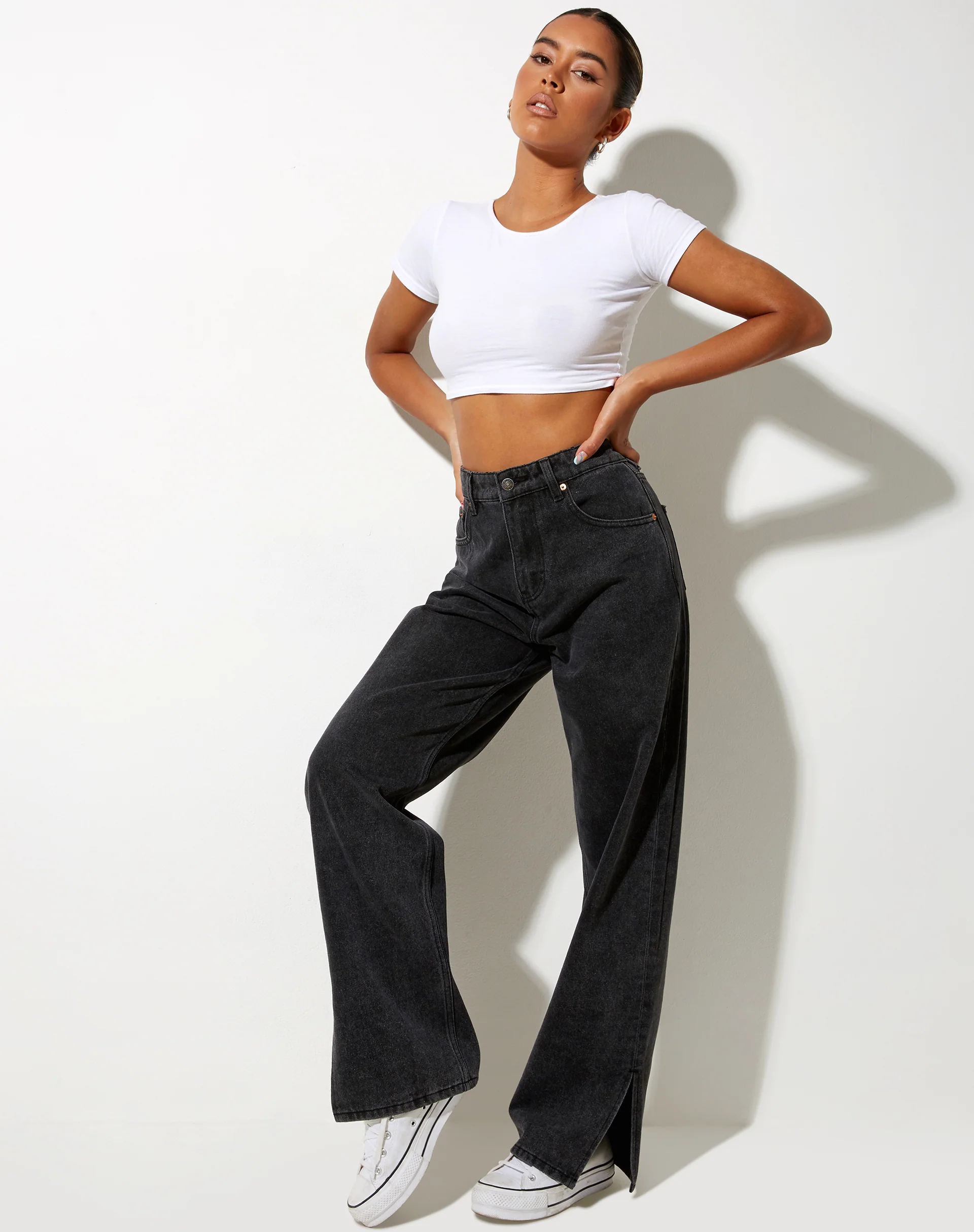Split Parallel Jeans in Black Wash - Image 3