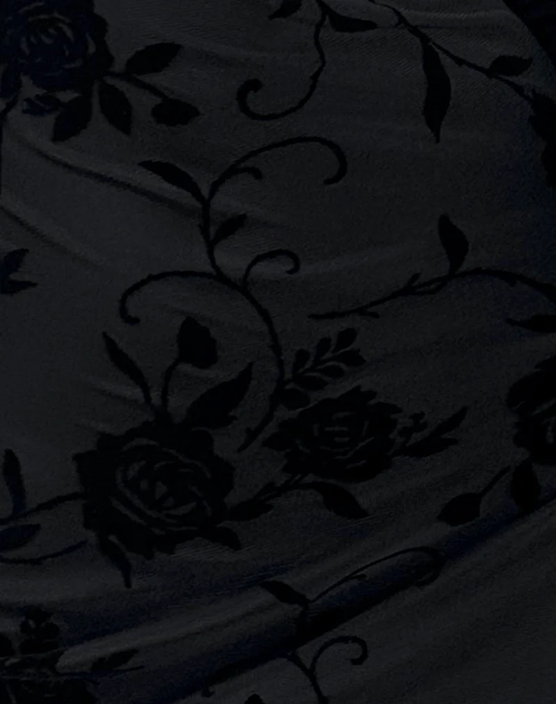 Sriti Mini Dress in Rose Flock Black - Image 7