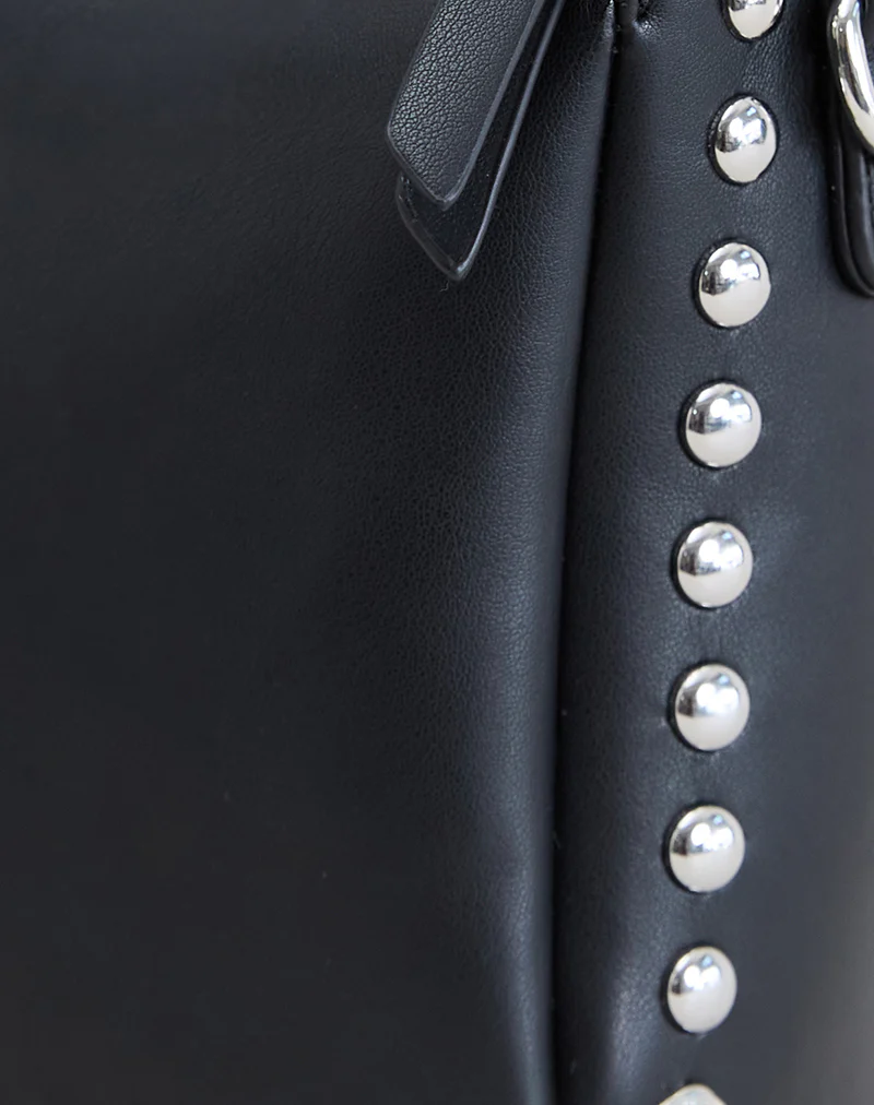 Studded Shoulder Bag in Black - Image 8