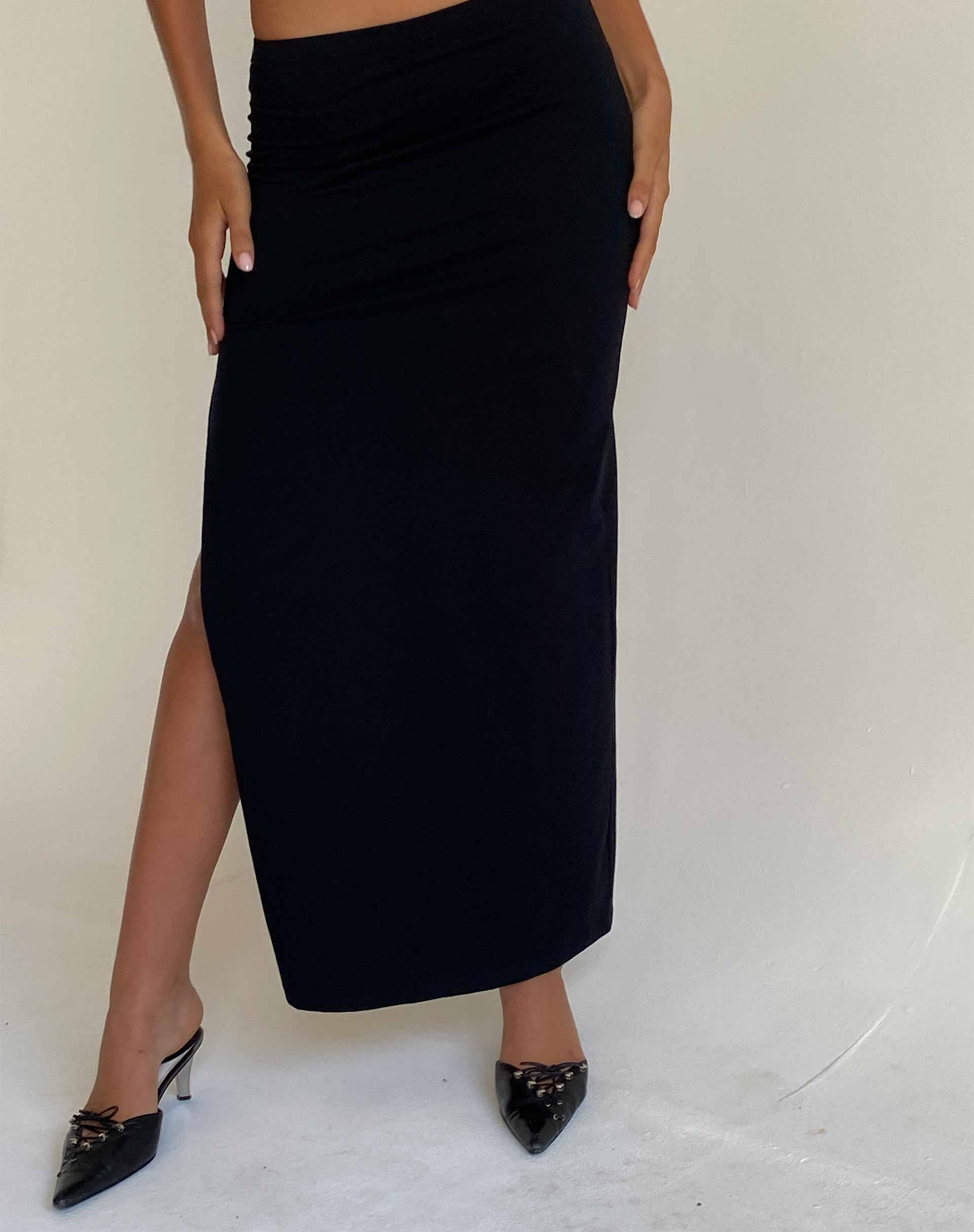 Stusie Split Hem Maxi Skirt in Black - Image 4