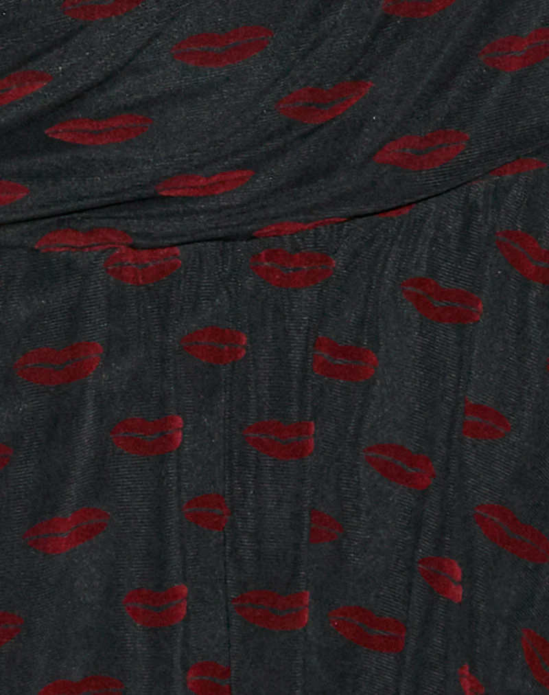 Subala Mini Skirt in Lips Flock Black - Image 6