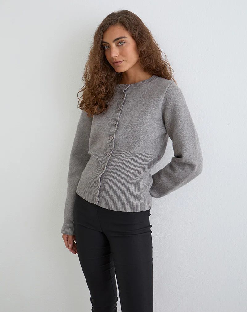 Subra Long Sleeve Cardigan in Grey - Image 4