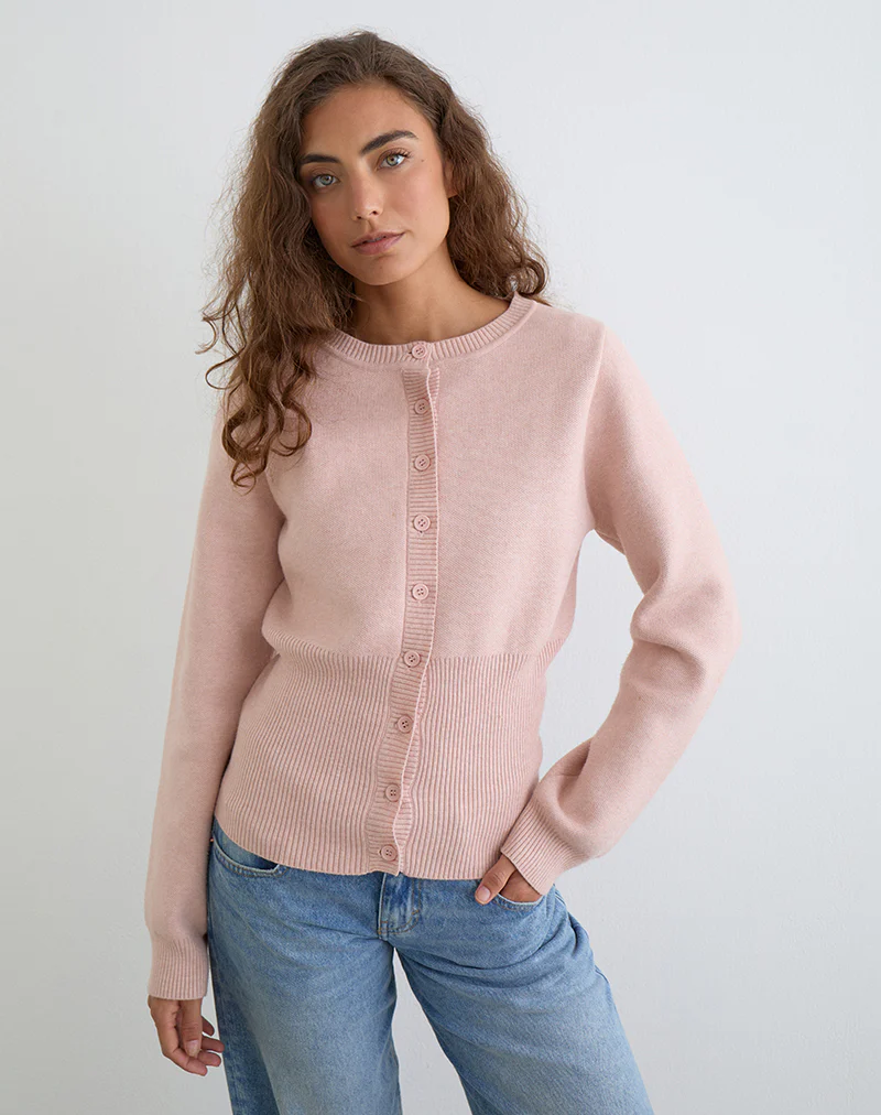 Subra Long Sleeve Cardigan in Pink