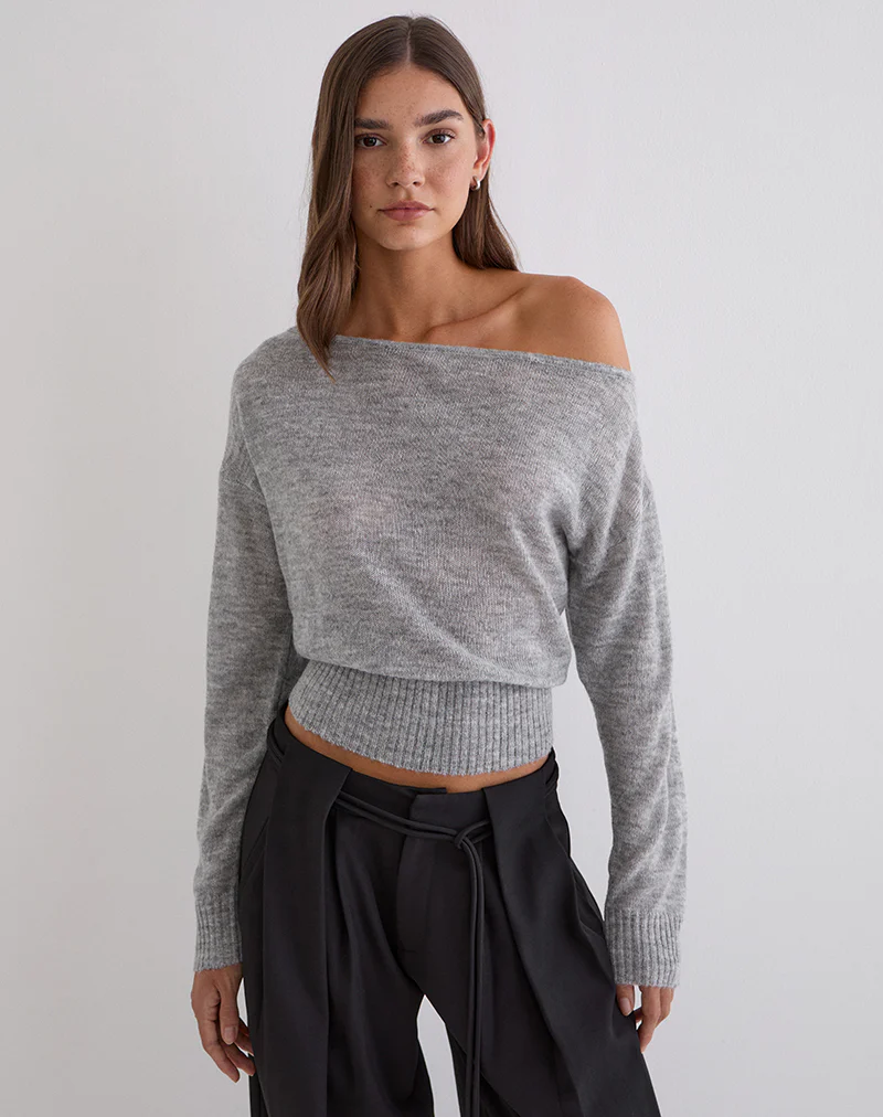 Suena Asymmetric Jumper in Grey - Image 3