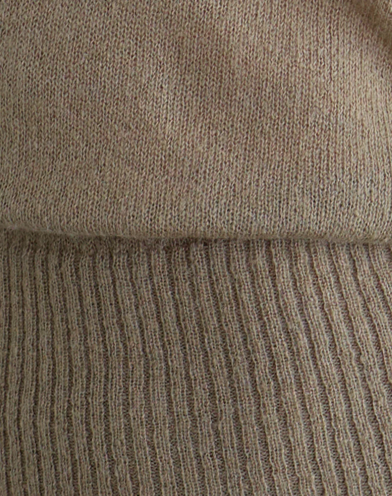 Suena Asymmetric Jumper in Knit Khaki - Image 5