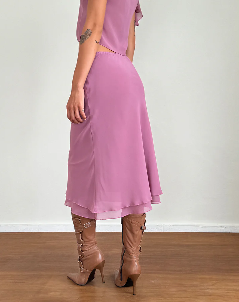 Suharni Midi Skirt in Chiffon Mauve - Image 2