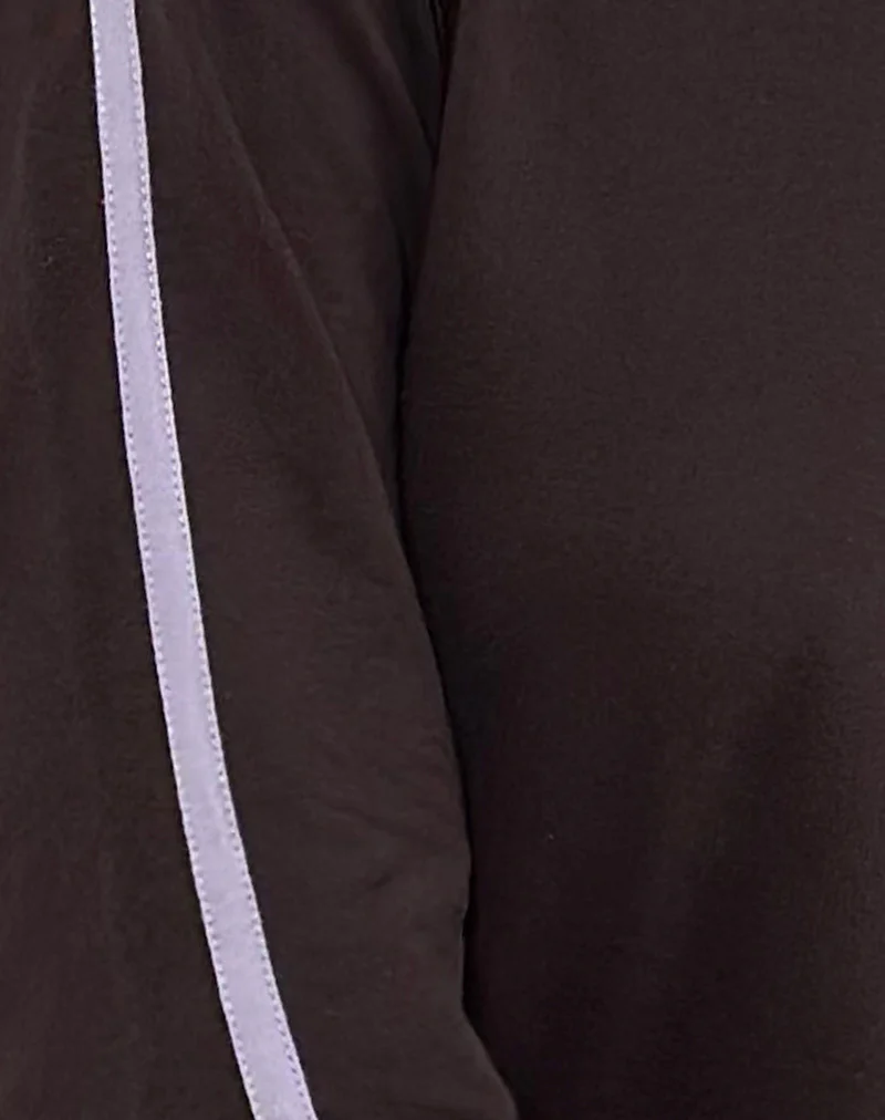 Sujana Asymmetric Sweatshirt in Bitter Chocolate with Violet Binding - Image 6