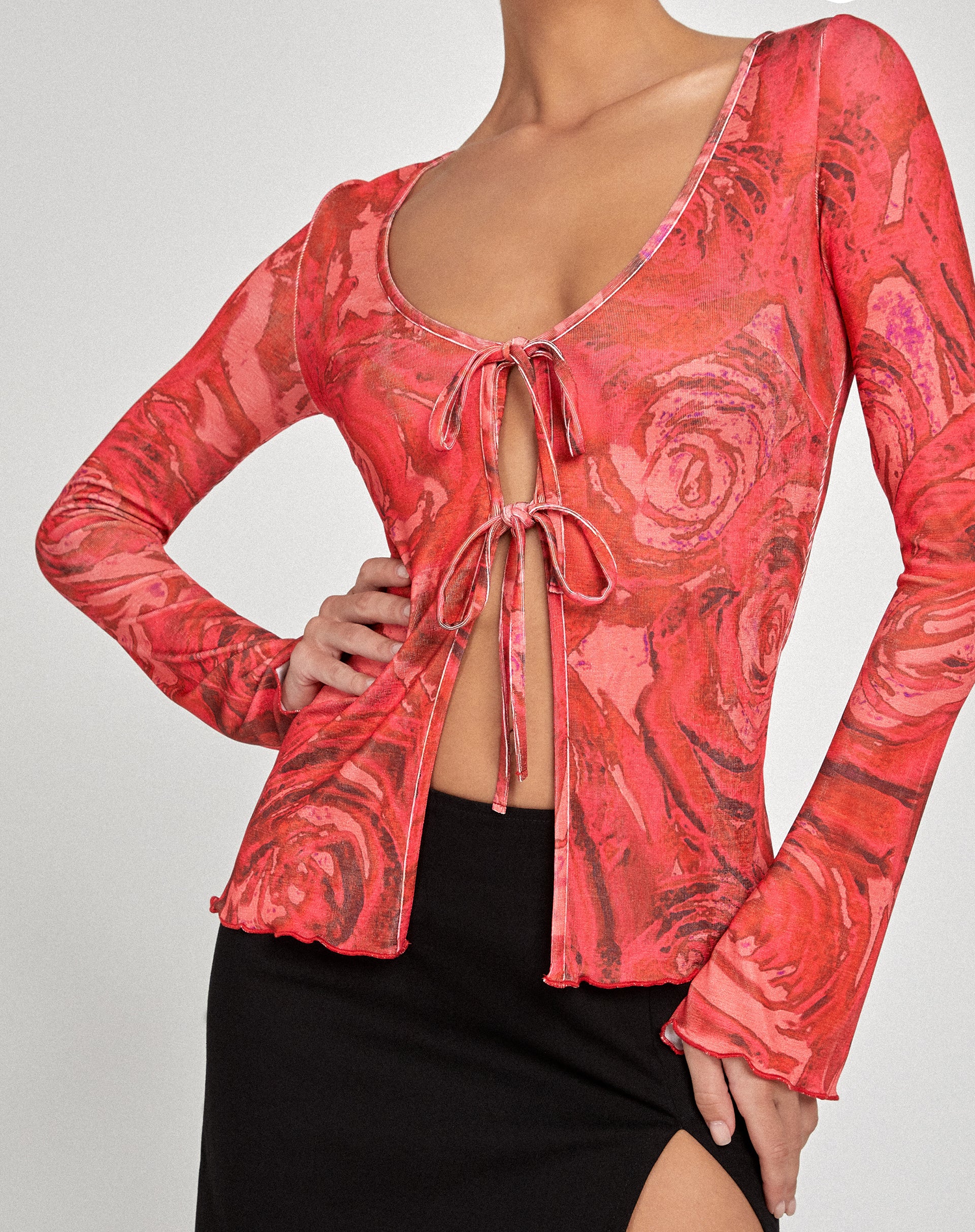 Sujata Cardi in Rose Petal Red - Image 3