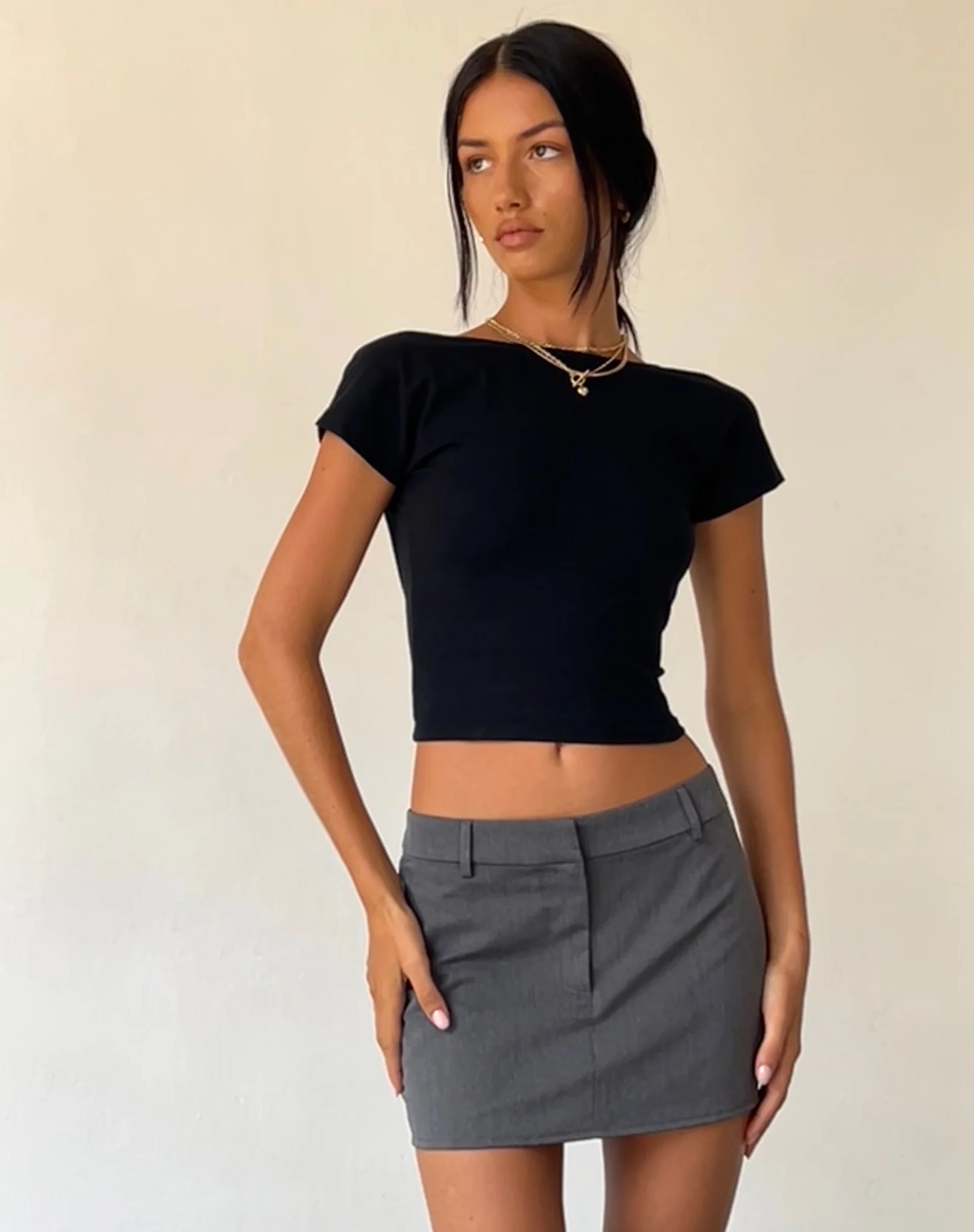 Sukra Mini Tailored Skirt in Charcoal - Image 6