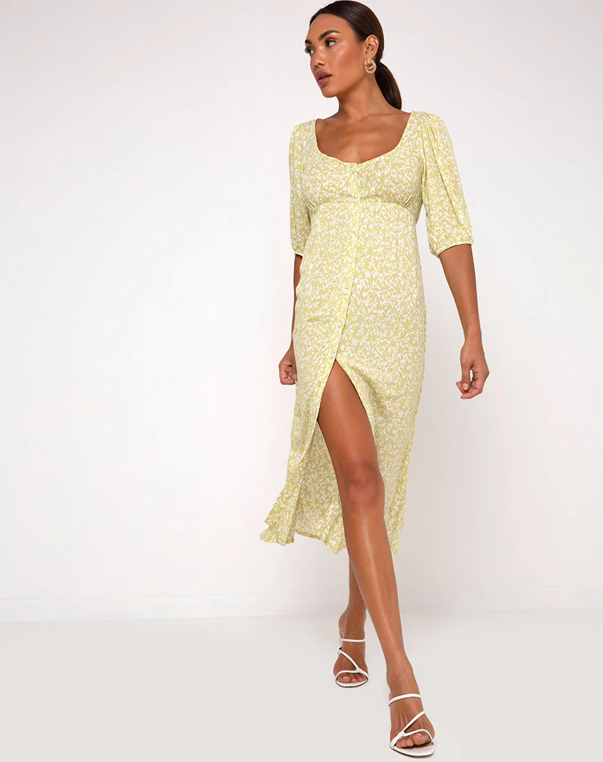 Sula Midi Dress in Crinkle Botanic Mint Foam - Image 4