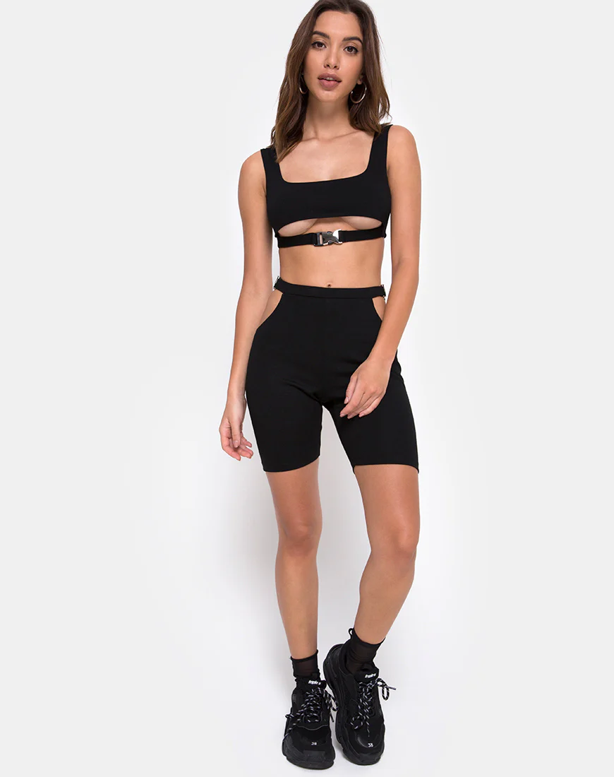 Sula Bike Short in Black with Silver Clips - Image 3