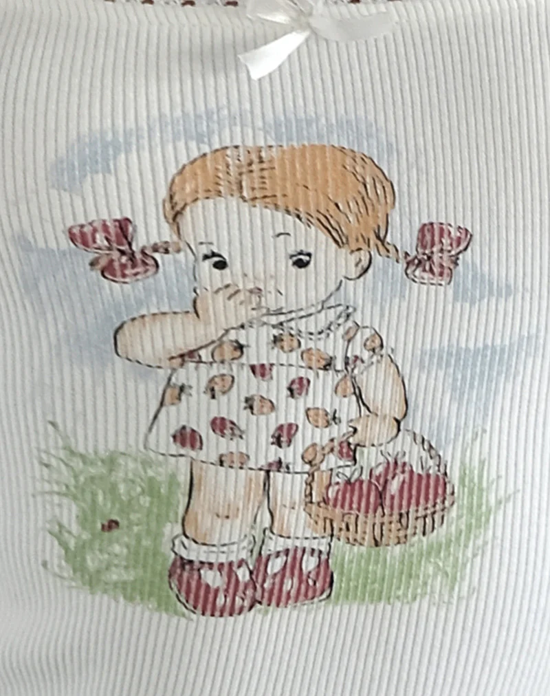 Suna Vest Top in Little Girl Motif White - Image 7
