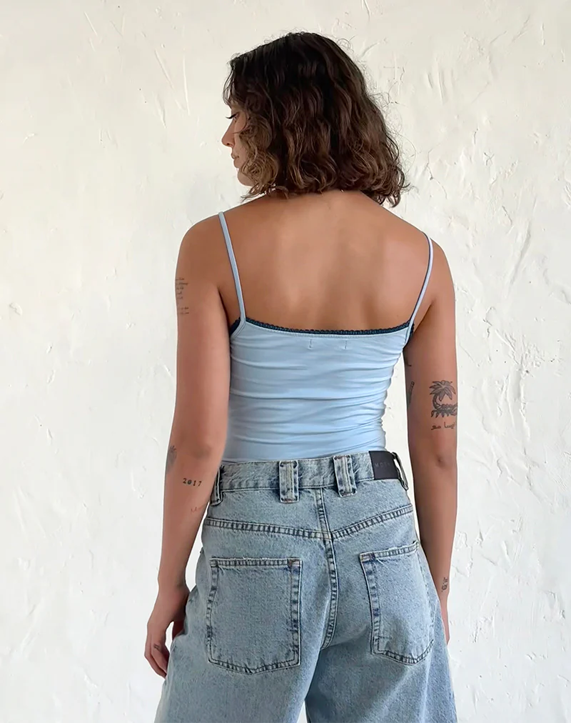 Suna Vest Top in Nantucket Blue with Mineral Blue Trim - Image 5