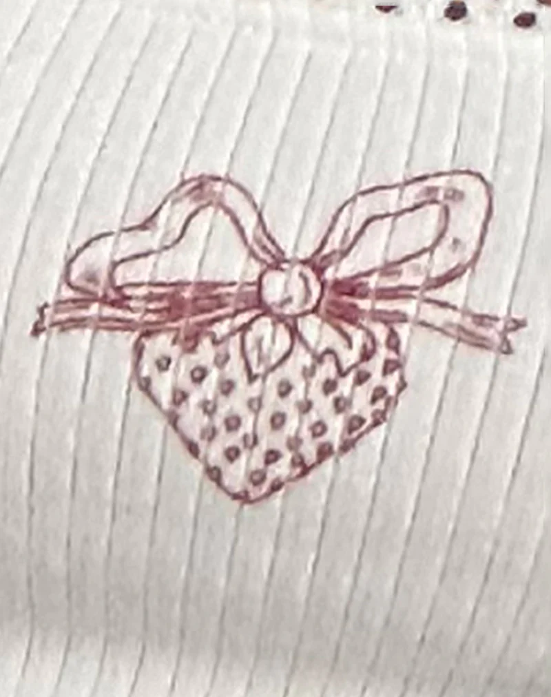 Suna Vest Top in Off White with Strawberry Bow Print - Image 5