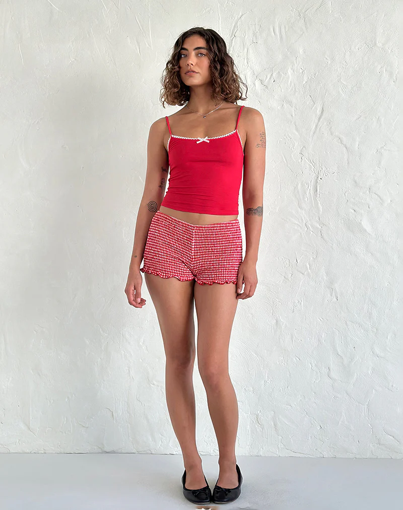 Suna Vest Top in Tango Red with Ivory Trim - Image 3