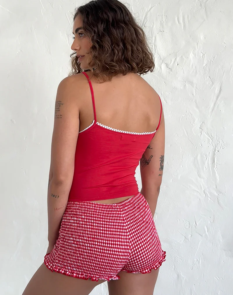 Suna Vest Top in Tango Red with Ivory Trim - Image 4