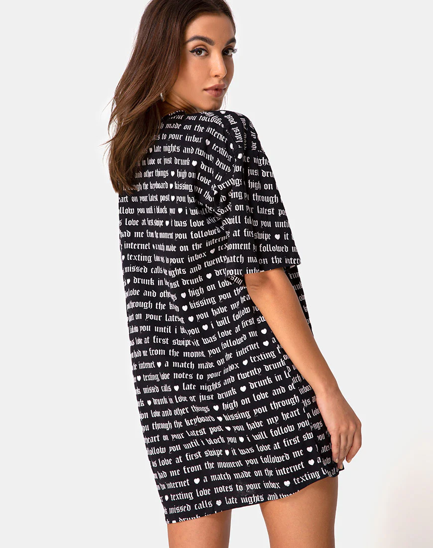 Sunny Kiss Tee in Black with Love At First Swipe Print - Image 2