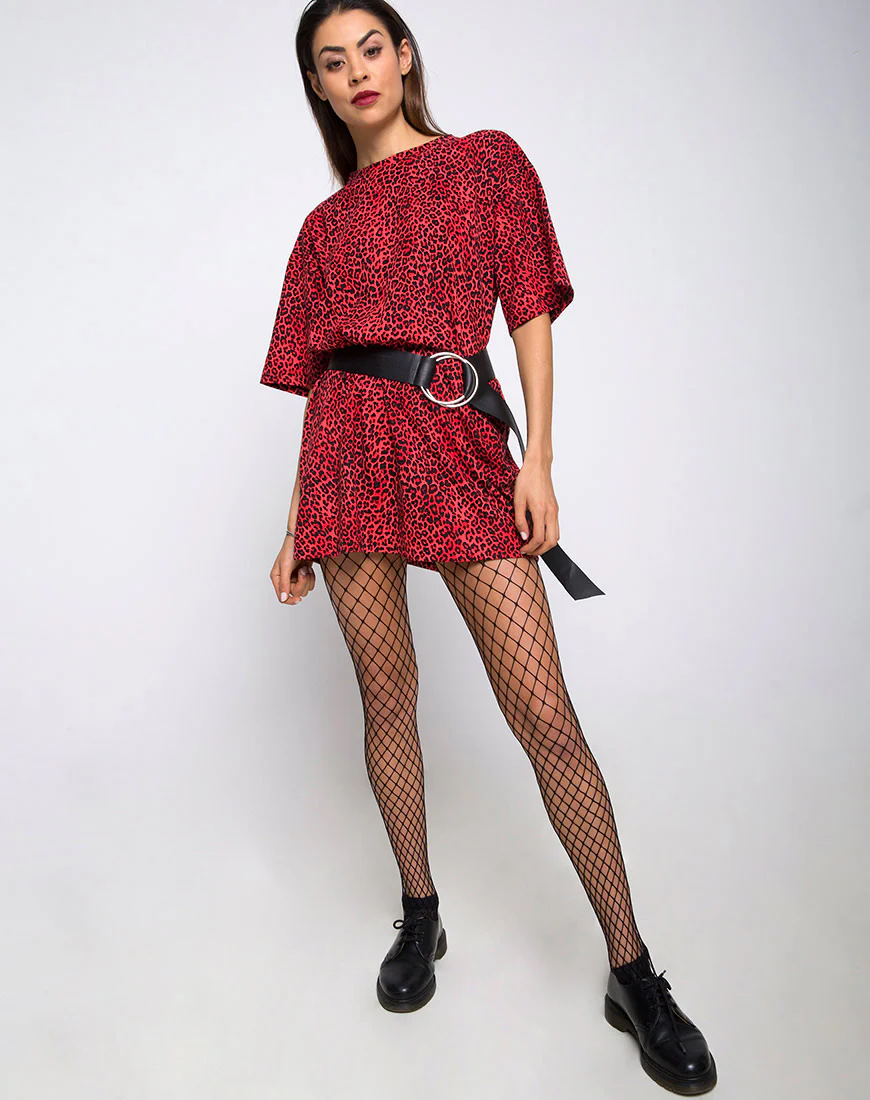 Sunny Kiss Oversize Tee in Coloured Animal Red - Image 4