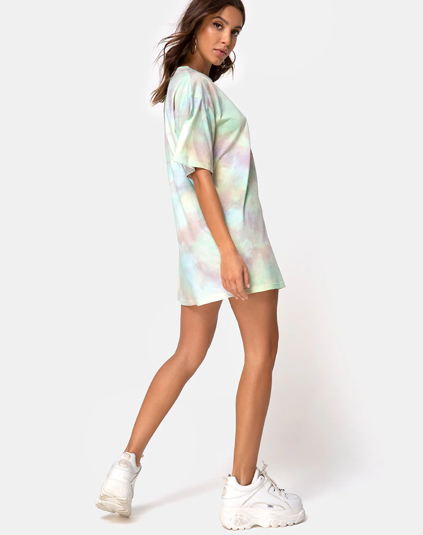 Sunny Kiss Tee Dress in Pastel Tie Dye - Image 4