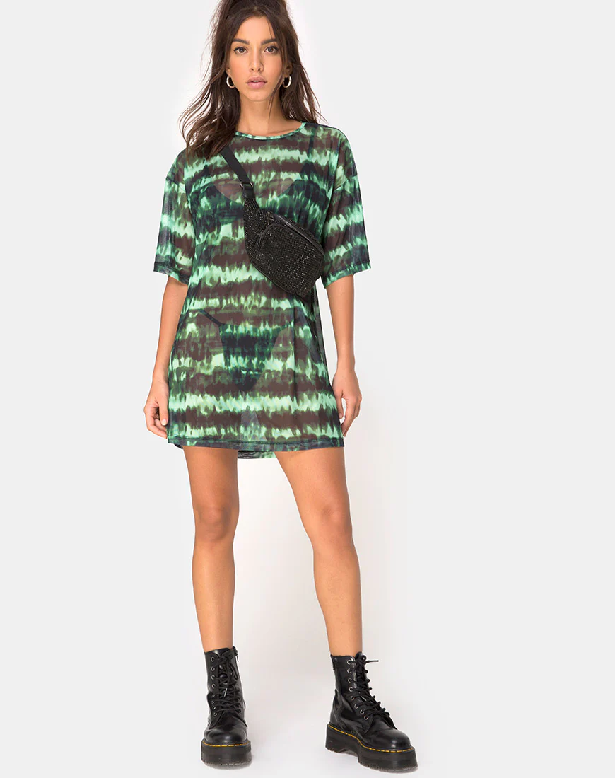 Sunny Kiss Tee in Tie Dye Turquoise Mesh - Image 3