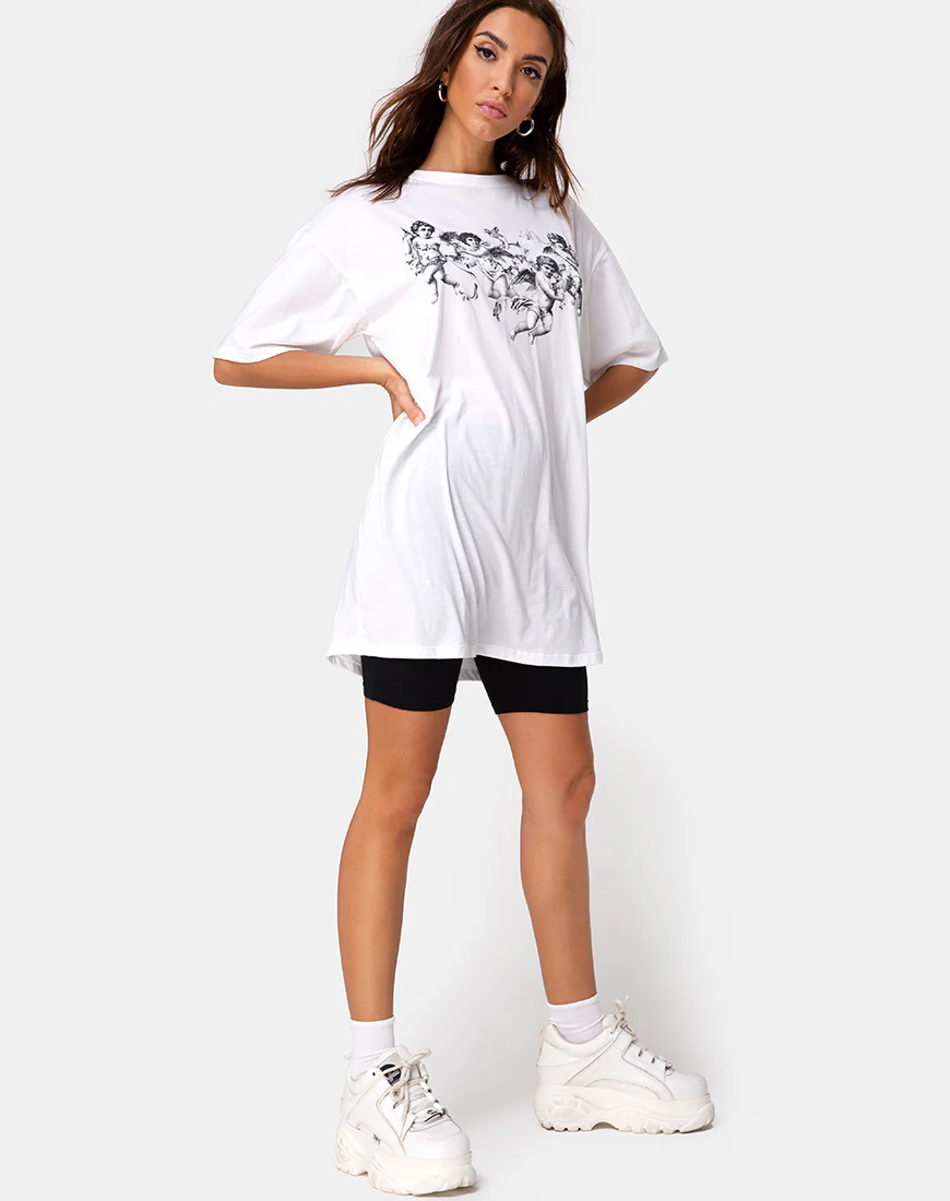 Sunny Kiss Tee in White with Cherub - Image 3
