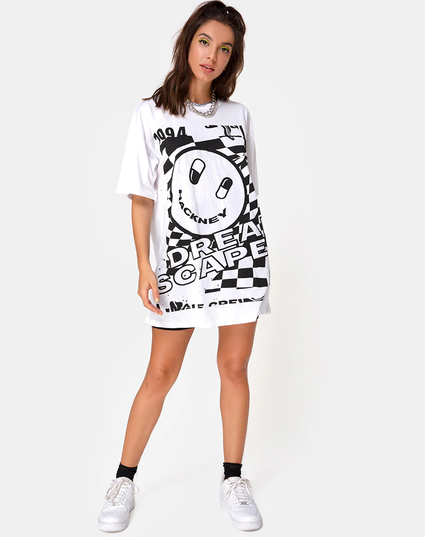 Sunny Kiss Tee in White with Black Dream Scape - Image 3