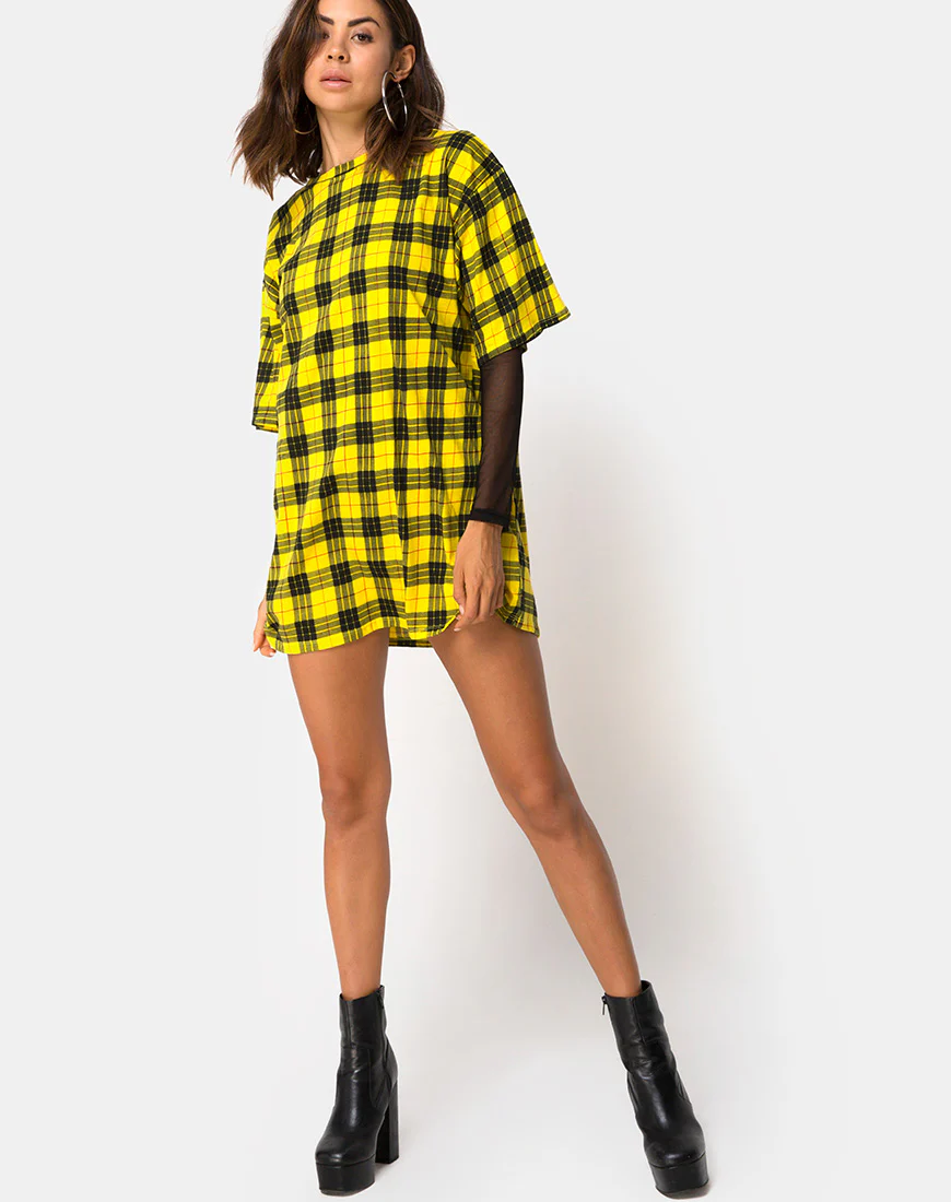 Sunny Kiss Dress in Winter Plaid Yellow - Image 3