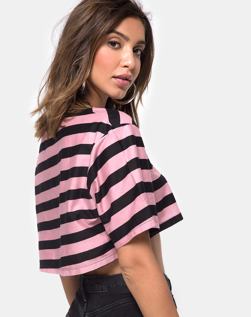 Super Cropped Tee in Campbell Stripe - Image 2